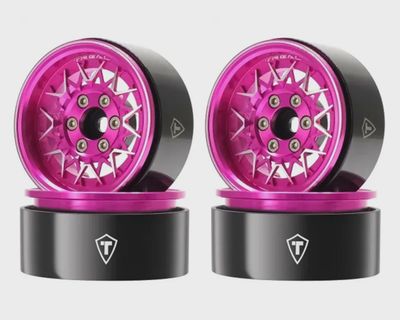 Treal Hobby Type V 1.9&quot; V-Spoke Beadlock Wheels (Pink) (4)