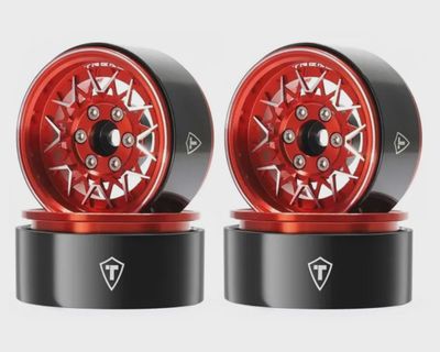 Treal Hobby Type V 1.9&quot; V-Spoke Beadlock Wheels (Red) (4)