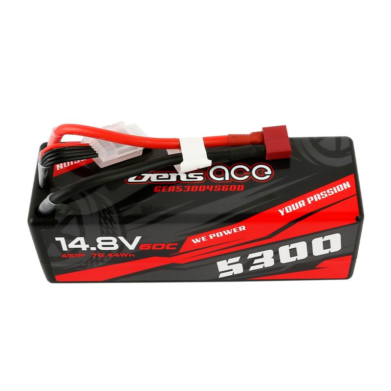 Gens ace 5300mAh 4s 60C 14.8V HardCase Lipo Battery14# with Deans Plug
