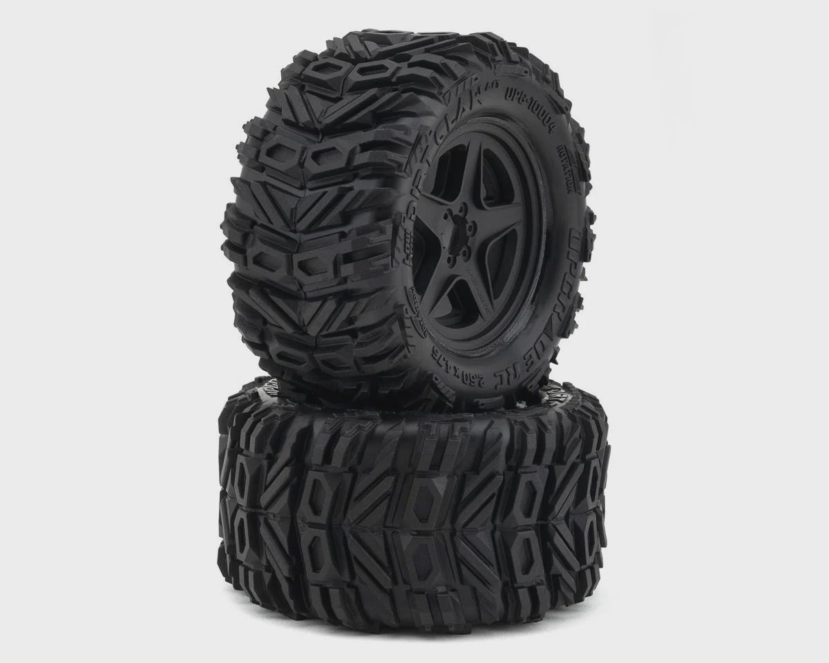 UpGrade RC Low-Pro BELTED Dirt Claw 2.8&quot; Pre-Mounted All-Terrain Tires w/5-Star Wheels (2) (17mm/14mm/12mm Hex)