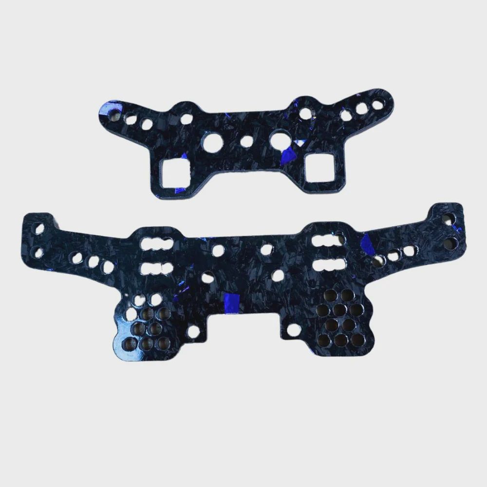 Bingo RC Designs WASP DC10 Shock Towers (AE DC10) - Forged Blue