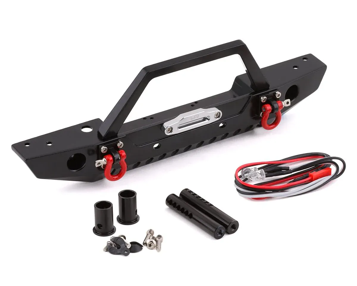 YEA-TRX4-092 Yeah Racing Traxxas TRX-4/Axial SCX10 II Aluminum Front Bumper w/LEDs (Black)