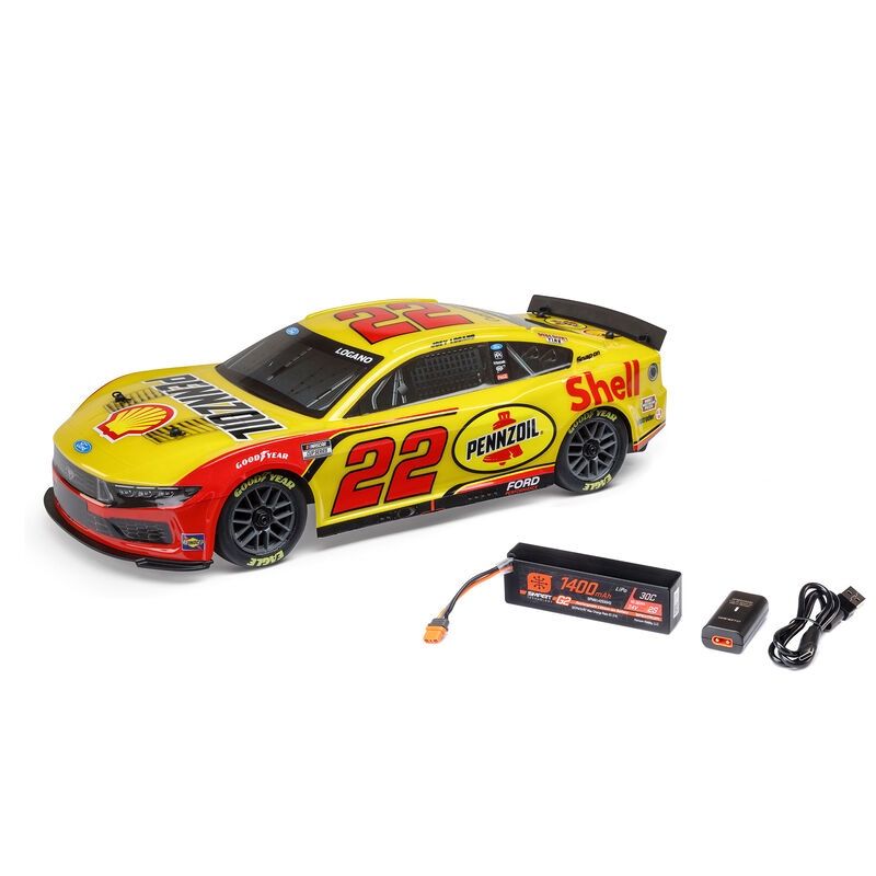 1/12 NASCAR RC Racecar Joey Logano No. 22 Shell 2025 Ford Mustang 2S AWD RTR Brushed On-Road (Battery &amp; Charger Included)