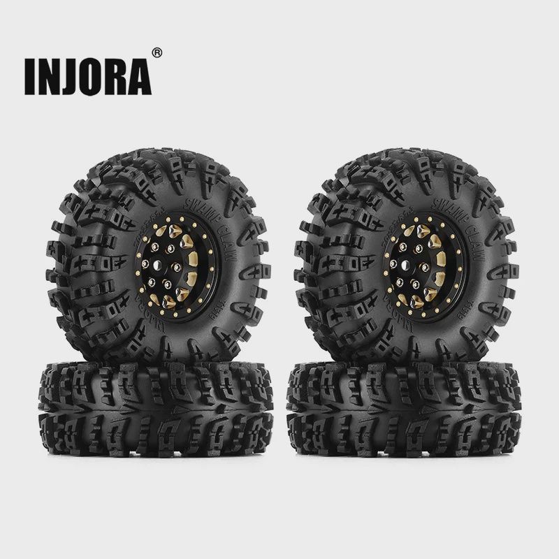 INJORA 1.3&quot; 70*27mm Brass Wheels with Swamp Claw Tires for 1/18 1/24 RC Crawler (W1301)
