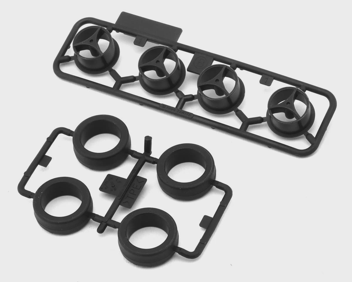Tamiya JR Mini 4WD Super Small Diameter Narrow Low Profile Tires &amp; Wheels (4) (Hard)