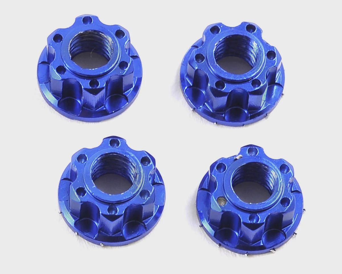 Yeah Racing 4mm Aluminum Serrated Wheel Lock Nut (4), Colour: Dark Blue