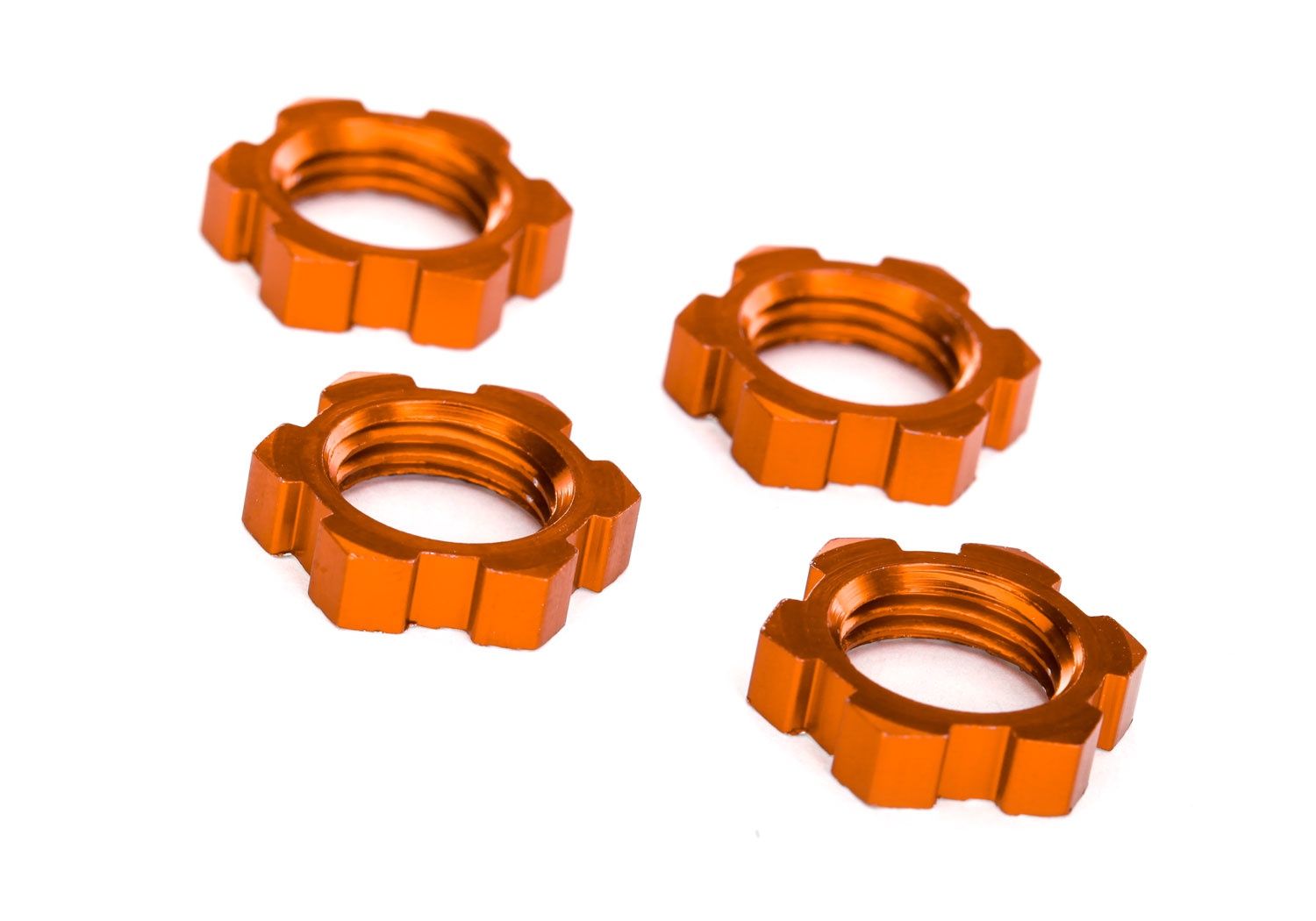 Serrated 17 mm Orange Aluminum Splined Wheel Nuts (4) - 7758T