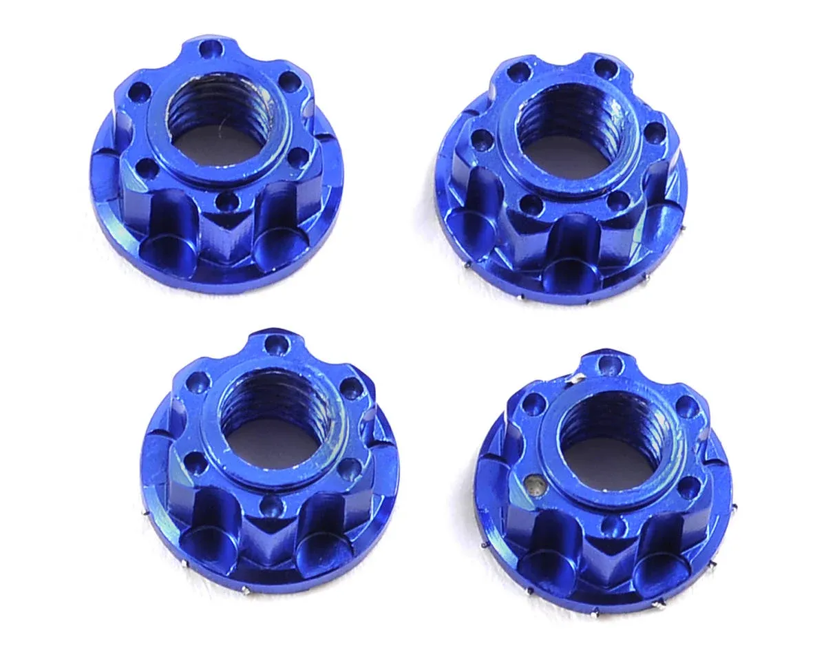 Yeah Racing 4mm Aluminum Serrated Wheel Lock Nut (4), Colour: Dark Blue