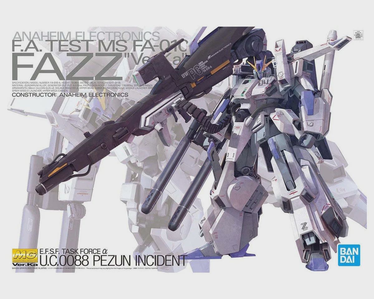 Bandai MG 1/100 FA-010A FAZZ Ver. Ka "Gundam Sentinel" Model Kit