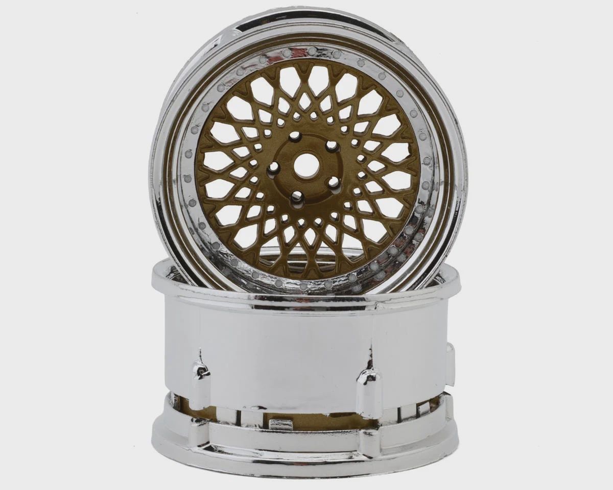 DS Racing Element Mesh 1/10 Drift Wheels (Bronze w/Chrome Lip) (2) (Adjustable Offset) w/12mm Hex