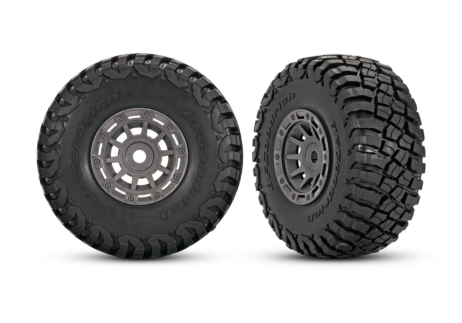 TRA10870 1.4" Gray Wheels w/ BFG Mud-Terrain Tires (2)