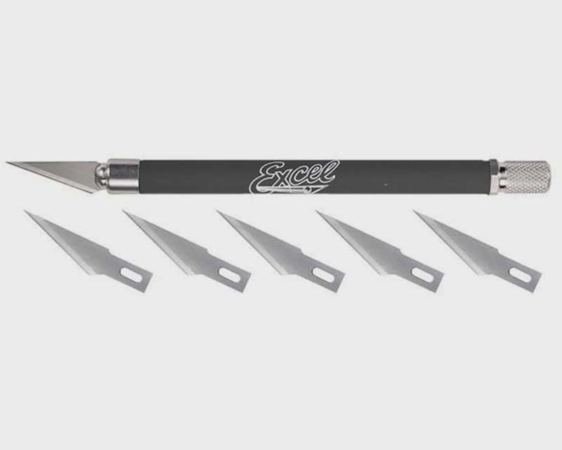 Excel K18 Cushion Grip Hobby Knife w/(5) #11 Double Honed Blades (Color Selected at Random)