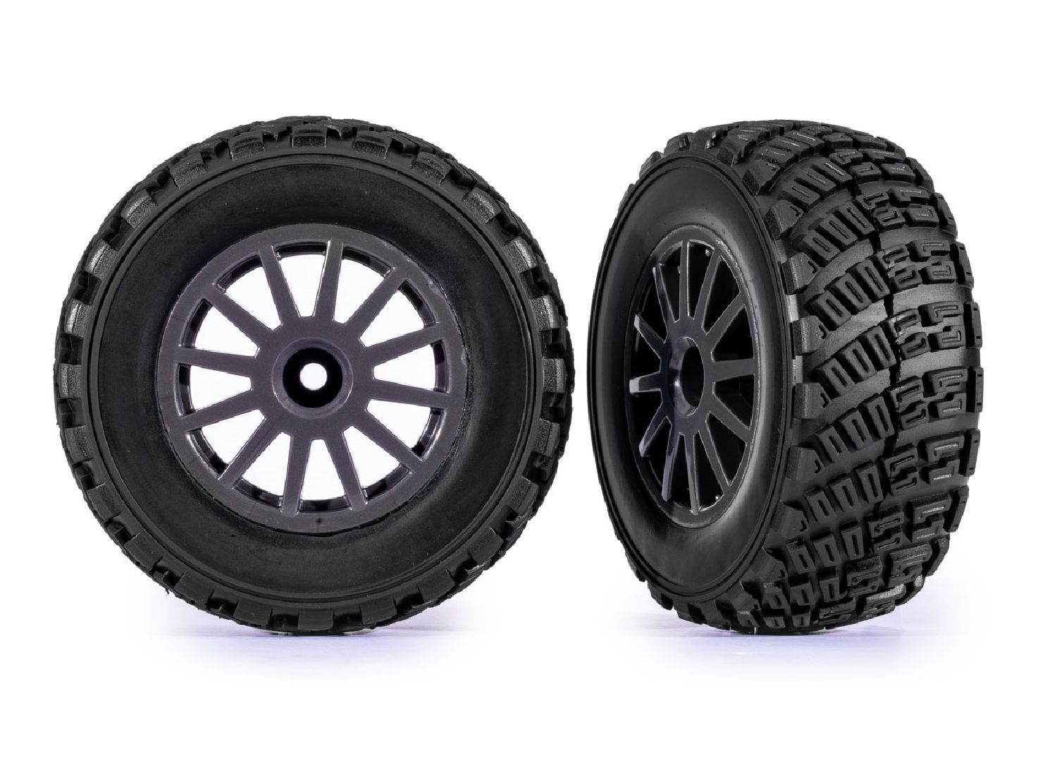 Gray 12-Spoke Rally Wheels w/ Rally Tires (2)