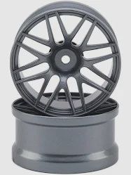 Sideways RC 1/10 R2 Multi-Spoke Nylon Drift Wheels (Silver) (2) (6mm Offset) w/12mm Hex