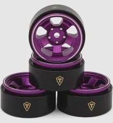 Treal Hobby Axial SCX30 Type B 0.7" 5-Spoke Aluminum Micro Rock Crawler Beadlock Wheels (Purple) (4)