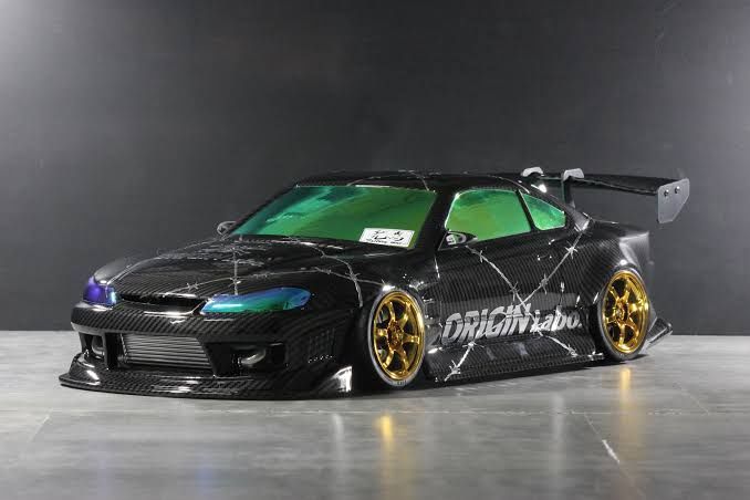 Pandora RC 1/10 Nissan Silvia S15 ORIGIN Labo Raijin Drift Body Set (Thunder God) (Carbon Fiber Dipped) (257-260mm)