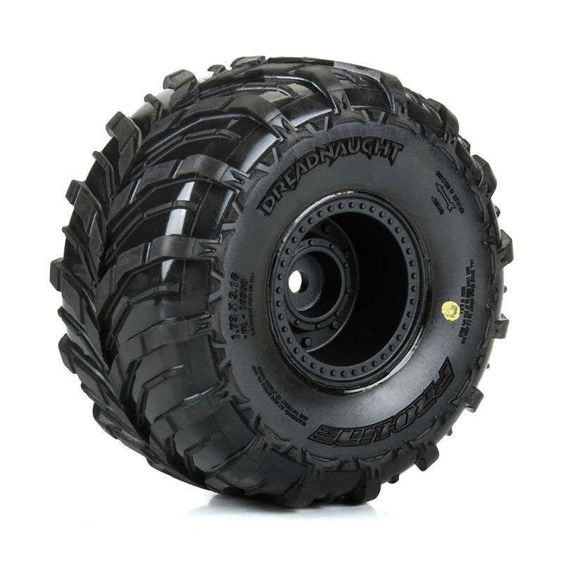 Pro-Line Racing Dreadnaught Mounted Black Wheel F/R (4) for ARRMA GORGON/QUAKE GROM