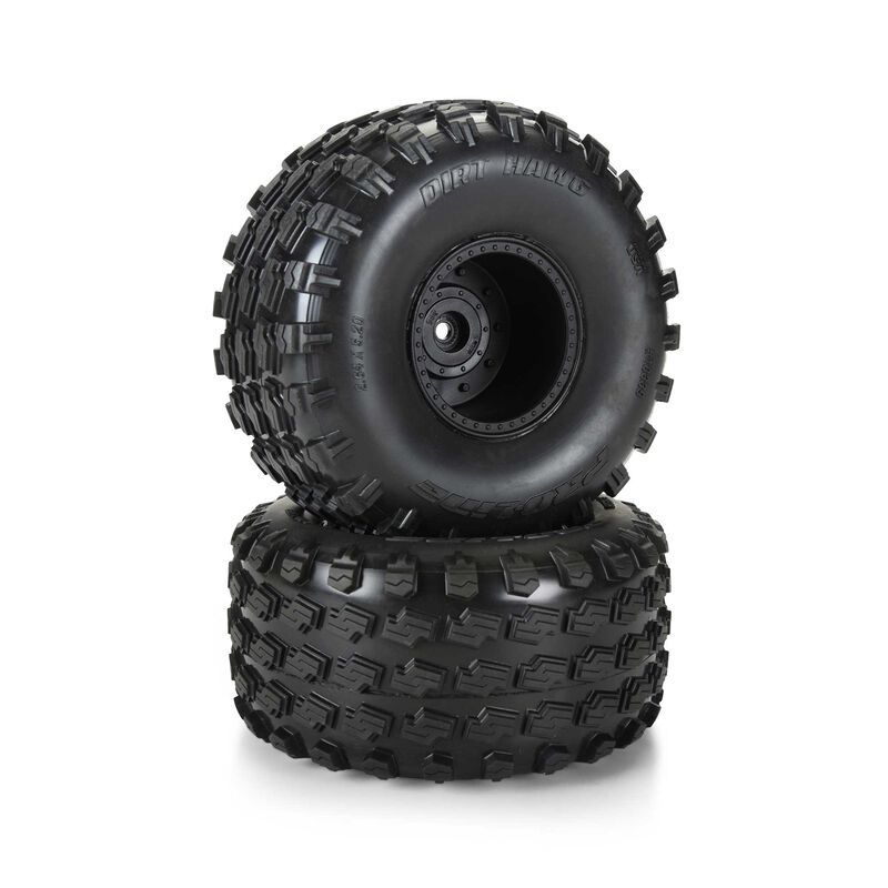 Dirt Hawg 2.0 F/R 2.6" MT Tires Mounted Arrma Stock Wheel Black (2) for ARRMA QUAKE &amp; GORGON