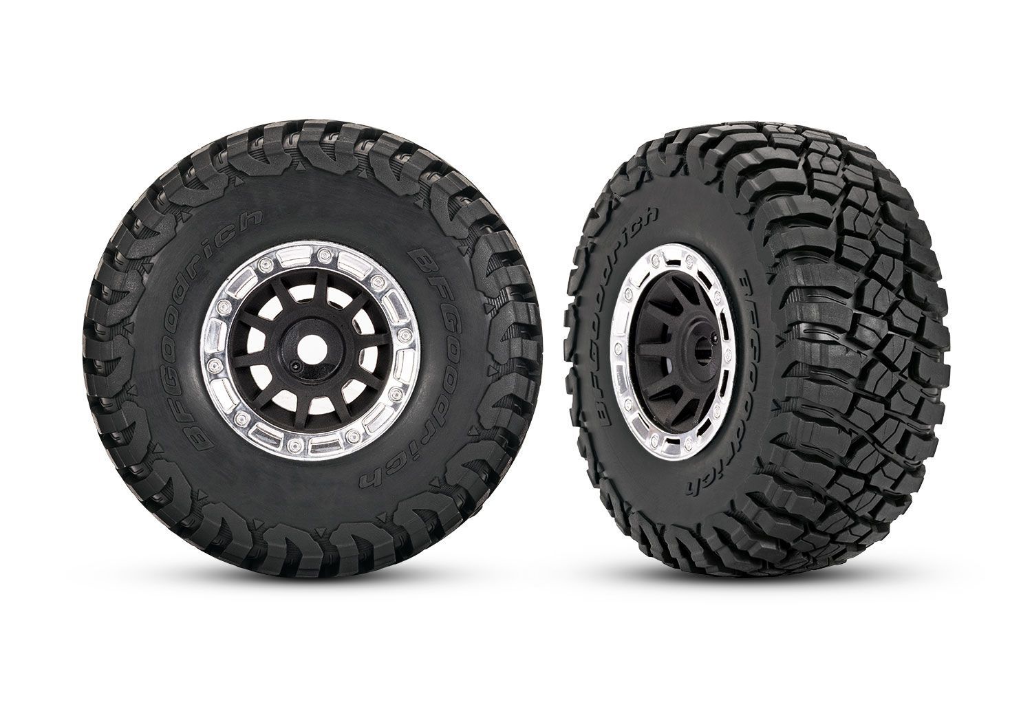 1.4" Black &amp; Chrome Wheels w/ BFG Mud-Terrain Tires (2)