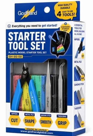 Godhand Tools Model Builder's Nippers &amp; Sanding Sticks Starter Tool Set w/Tweezers &amp; Carrying Case