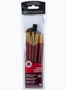 Royal Brush Manufacturing 10pc Sable / Camel Value Brush Set