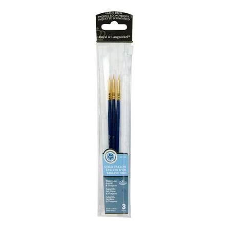 Royal Brush Manufacturing Value Brush Set Gold Taklon - 3pc Detail