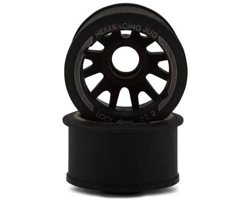 NEXX Racing Mini-Z "JUD" EVO Rear Threaded Side-Wall RWD Carbon-Fiber Rims (2mm Offset) (Black) (2)