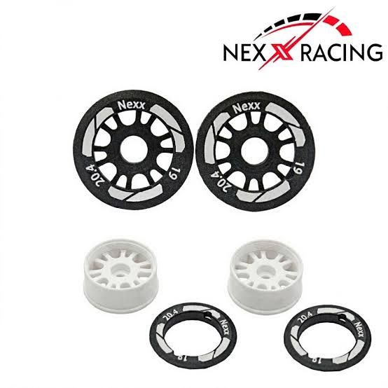 NEXX Racing 19mm Threaded Carbon-Fiber Reinforced EVO Flanged Front Wheels (Black) (2) (Mini-Z) (0mm Offset)