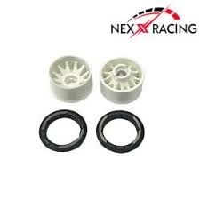 NEXX Racing 19mm Threaded Carbon-Fiber Reinforced EVO Flanged Front Wheels (White) (2) (Mini-Z) (0mm Offset)