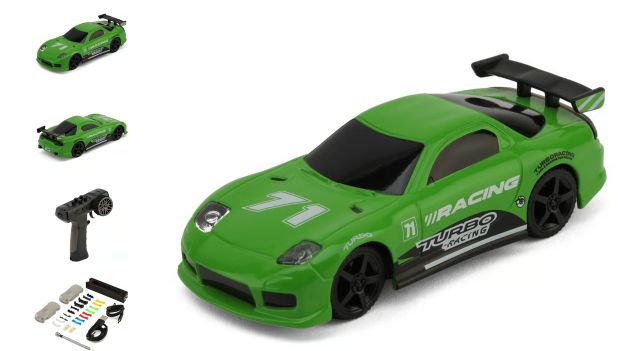 Turbo Racing C71-N 1/76 RTR Electric 2WD Micro On-Road RC Car (Green) w/2.4GHz Radio &amp; Battery