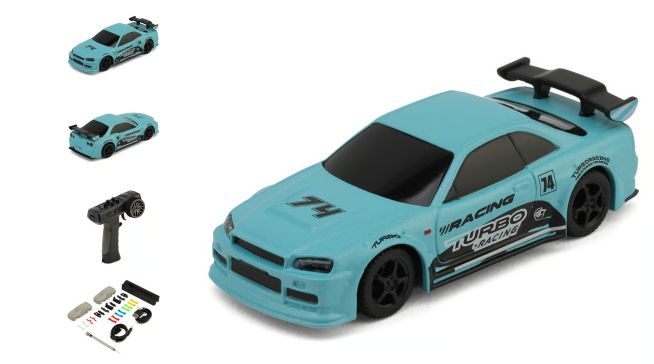 Turbo Racing C74-N 1/76 RTR Electric 2WD Micro On-Road RC Car (Light Blue) w/2.4GHz Radio &amp; Battery