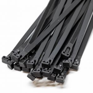 7.6mm x 400mm Black Releasable Cable Ties 100pcs