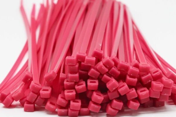 2.5mm x 200mm Pink Cable Ties 100pcs