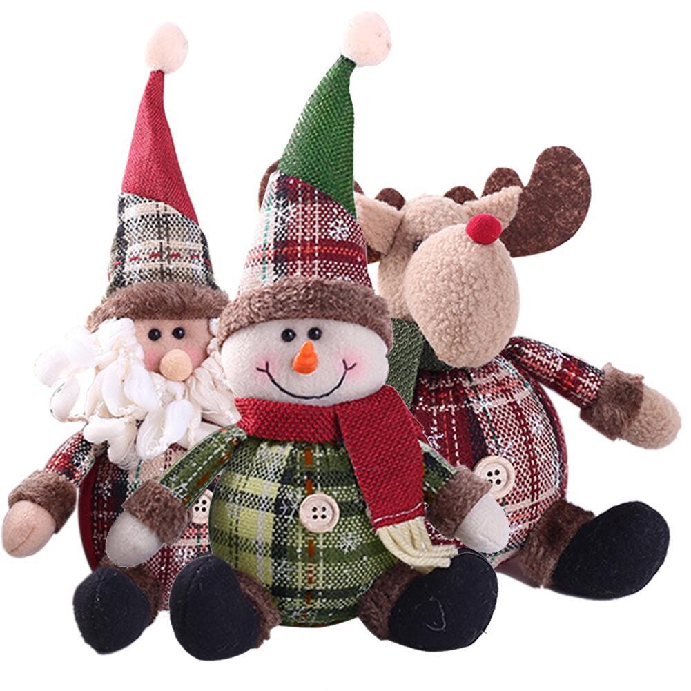 Cute Santa Snowman Deer Shaped Doll Christmas Decoration Gift Doll Christmas Tree Hanging Ornament New Year Xmas Home Decor