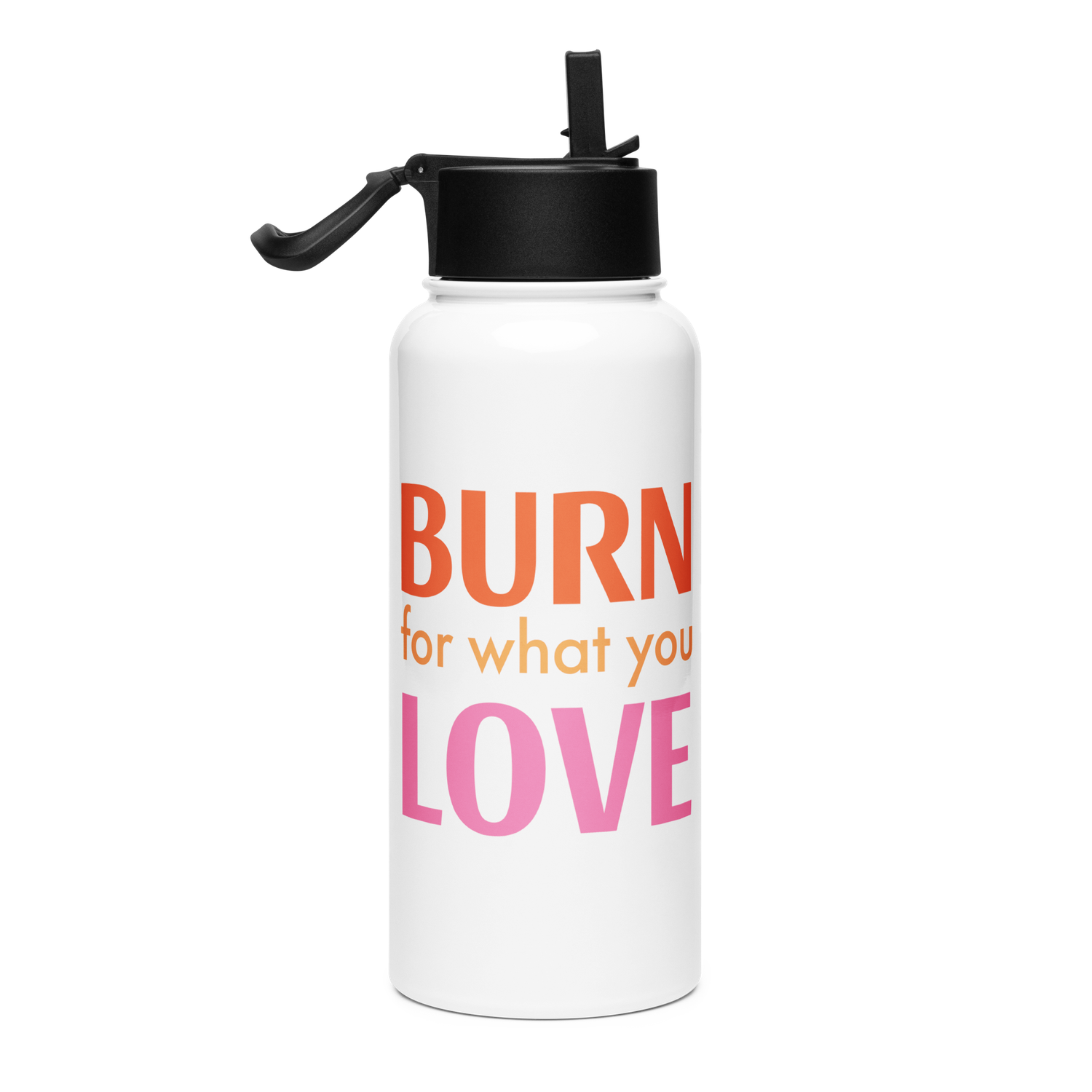 Stainless steel water bottle with a straw lid