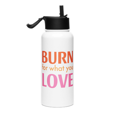 Stainless steel water bottle with a straw lid
