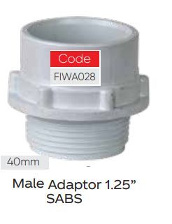 40mm Male Adopter 1.25" BSP SABS