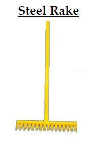 Garden Metal Rake With Handle Yellow 16T