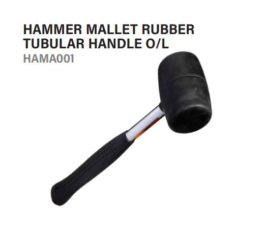 Mallet Rubber Tubular Hammer Handle O/L