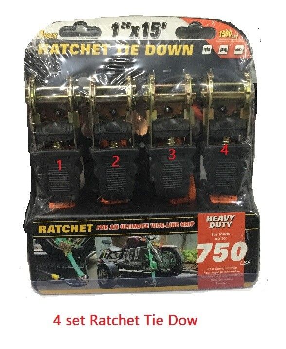 Ratchet Tie Down 1" x 15' 4 Pec