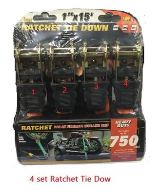 Ratchet Tie Down 1" x 15' 4 Pec