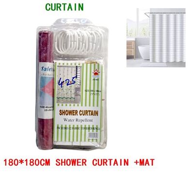 Shower Curtain with Mat 180x180cm