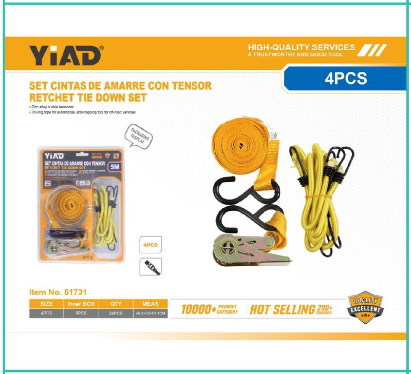 Yiad Ratchet Tie Down Straps 4 Pec Set