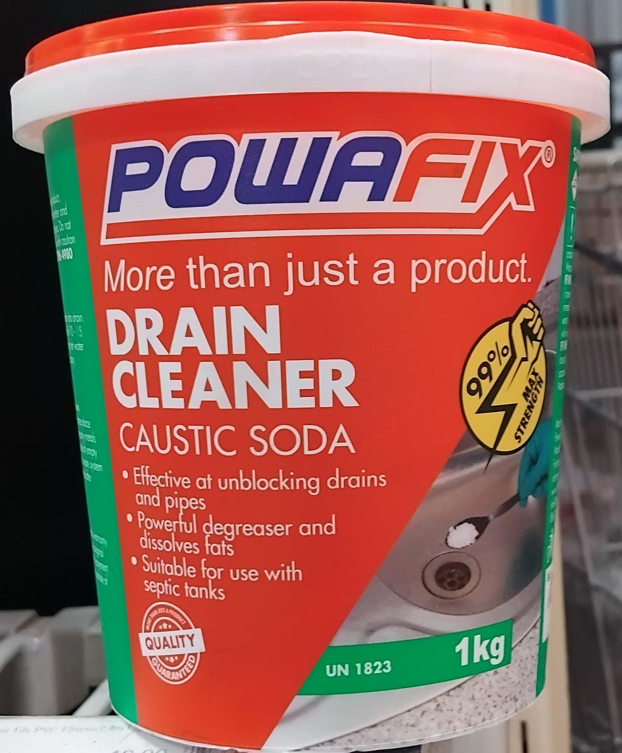 Drain Cleaner Caustic Soda PowaFix 1kg