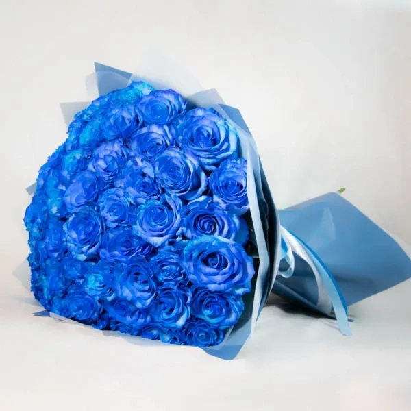 Blue roses (49 roses in a bouquet) The bouquet is made of 49 blue roses