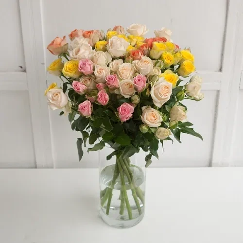 Bouquet of multicolored roses (11 branches)
