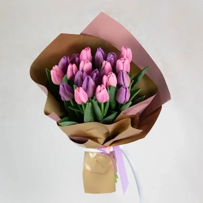 Bouquet of purple-pink tulips (20stems)