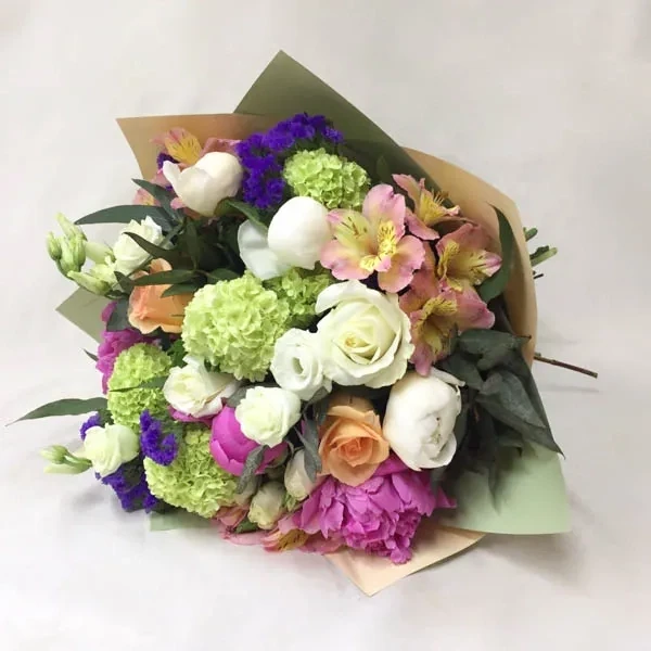 Mix bouquet with viburnum and roses