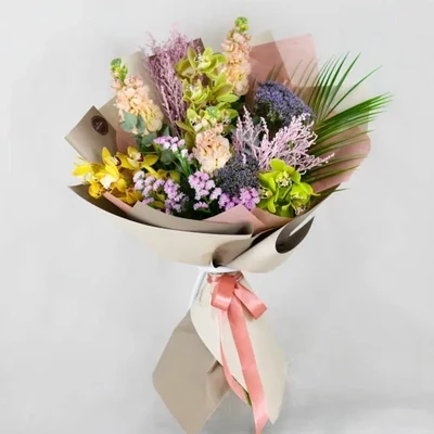 Mix bouquet with colorful Orchids