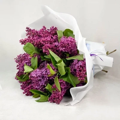Lilacs are used in the bouquet.
